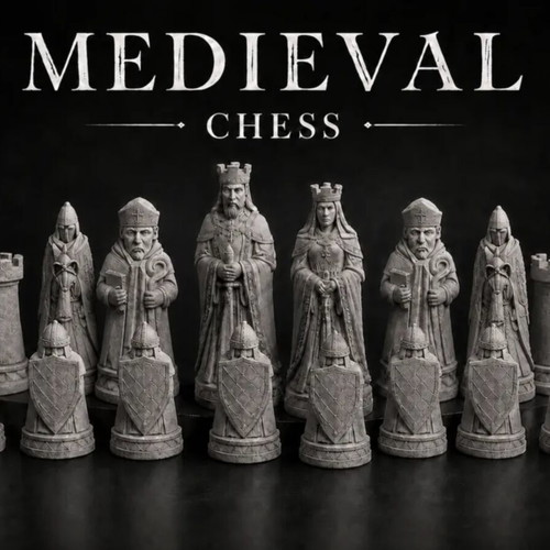 Medieval style chess pieces new