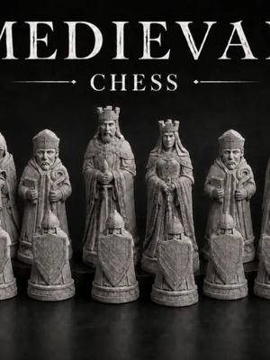 Medieval style chess pieces new