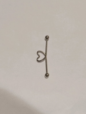 Industrial earring like new, silver stainless steel