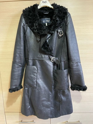 Παλτό Armani Jeans μαύρο σαν καινούργιο με γούνινη επένδυση