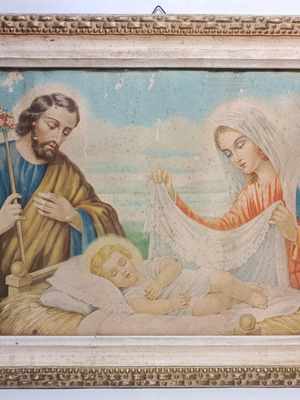 Old lithograph religious image used 44x26.5 cm