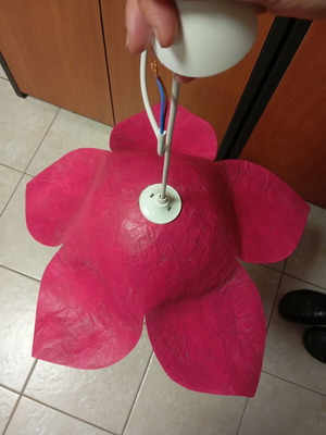 Handmade ceiling light like new, fuchsia pink flower shape