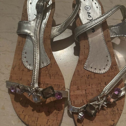 Women's sandals size 36 used, gray and silver