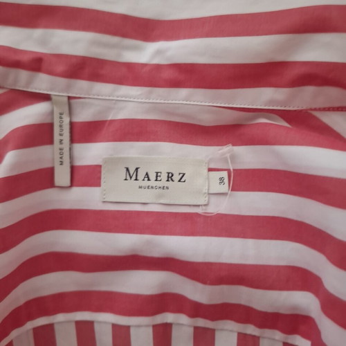 Maerz Cotton Dress Like New, White and Raspberry with Belt and Pockets