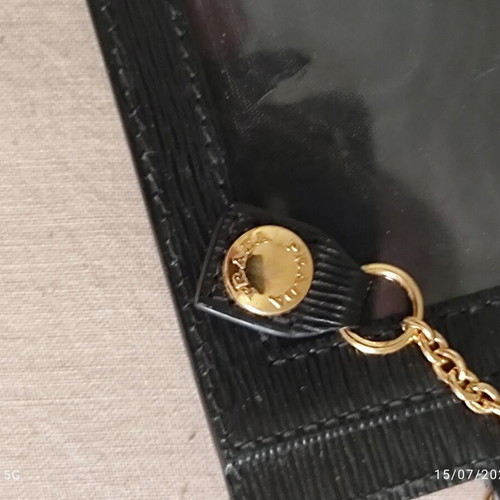 Prada Unisex Leather Card Holder With Chain Like New, Black