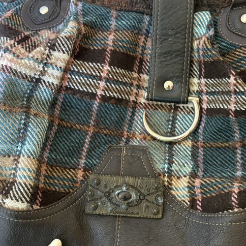 Rossodisera Italian Plaid and Leather Boho Shoulder Bag used