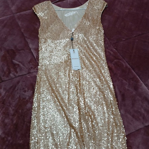 Attrattivo mini dress new, full bead pink/gold size M