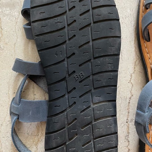 Men's handmade leather sandals grey/petrol like new size 41