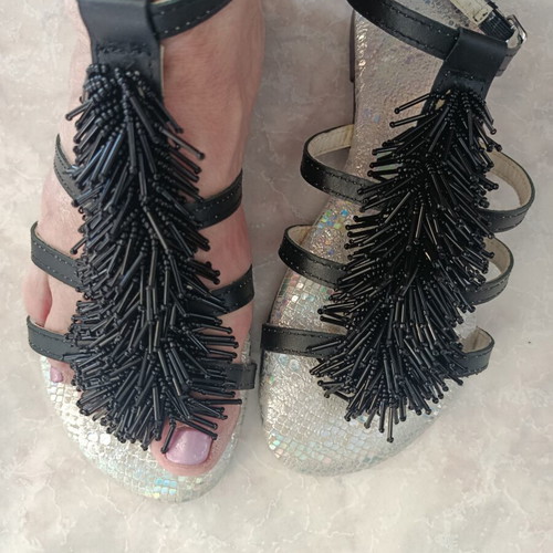 Leather handmade sandals size 37 new, black and grey