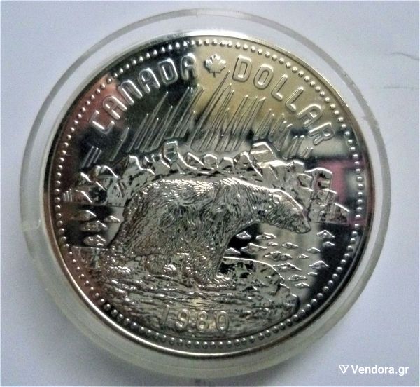 kanadas / CANADA 1 Dollar 1980 UNC SILVER PROOF coin