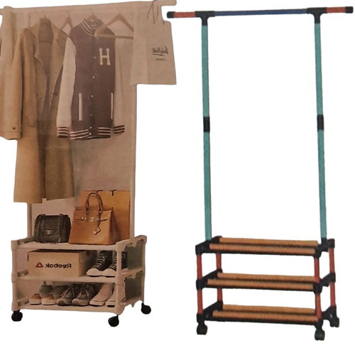 Shoe rack hanger with 3 shelves and wheels white new