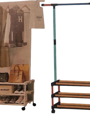 Παπουτσοθήκη κρεμάστρα με 3 ράφια και ρόδες λευκή καινούργια