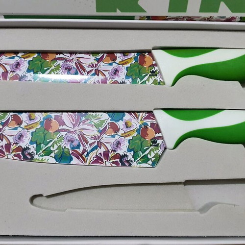 Knife set 2 pieces with floral design new