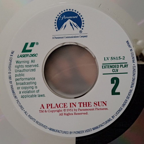 A Place in the Sun LaserDisc like new, drama