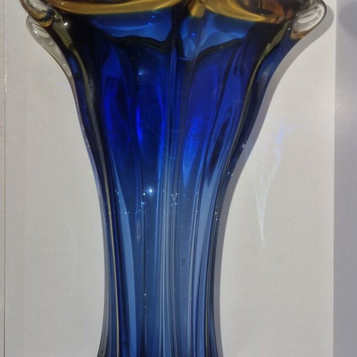 Murano Sommerso unique crystal flower vase like new