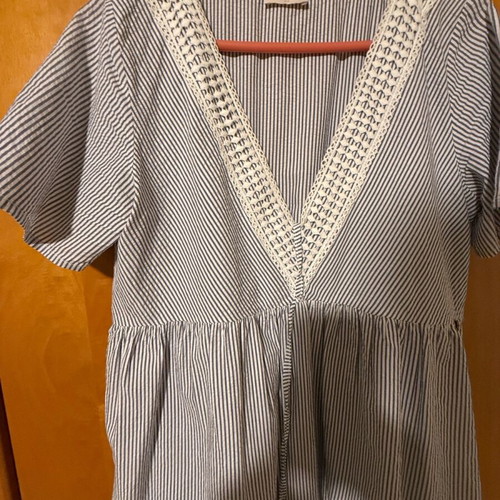 Women's shirt used M/L cotton loose Regalinas white blue