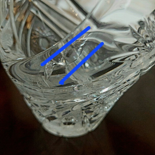 Crystal fondue bowl used, Czech origin with small internal crack