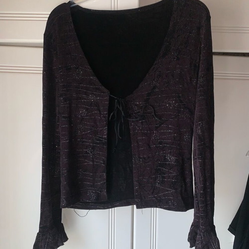 Skirt and jacket set like new, summer purple and black with glitter