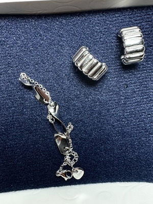 Jewelry set earrings with bracelet new, stainless steel silver