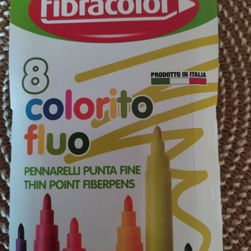 Fibracolor Colorito Fluo Markers Set of 8, New, 3mm Tip
