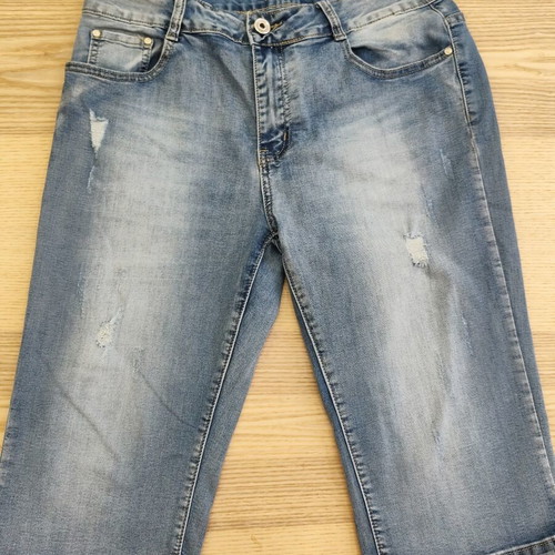 Miss Natalie Y2K capri denim bermuda distressed, light wash, XL