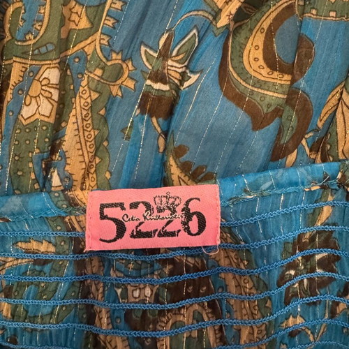 Celia Kritharioti 5226 vintage mini dress blue gold shiny, like new