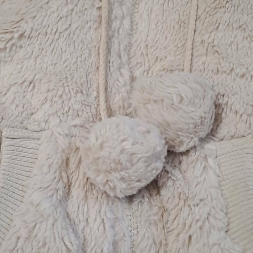 Atmosphere beige fluffy hoodie jacket, size S