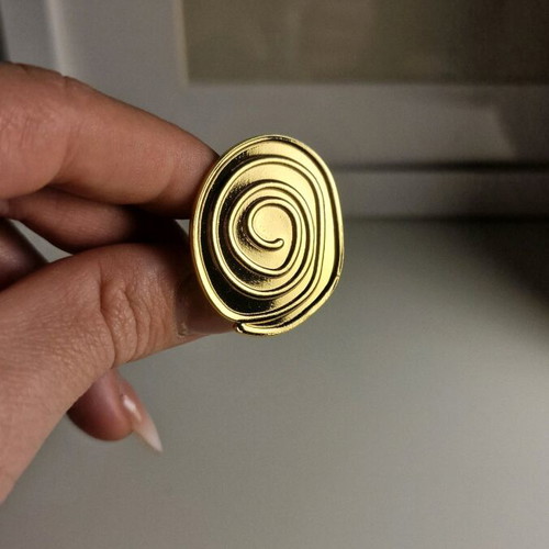 Stainless Steel Spiral Ring Gold Color New Adjustable