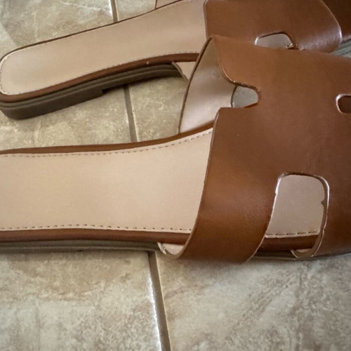 Summer sandals size 40 like new, brown faux leather