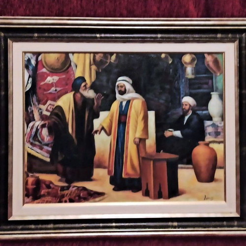 Lang exotic painting on canvas with frame like new