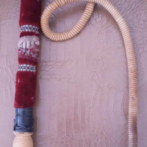 Hookah old used with green glass base and silver-plated design