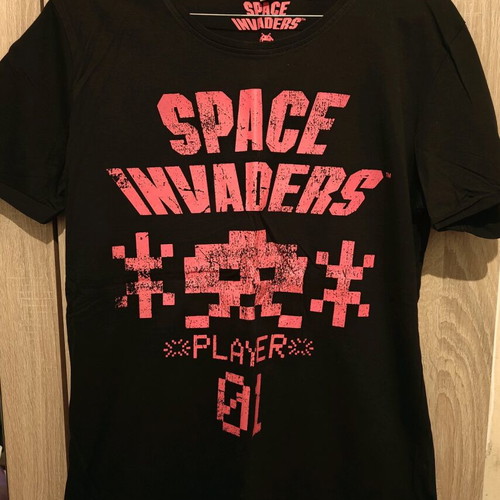 T shirt Space Invaders used, black, size S