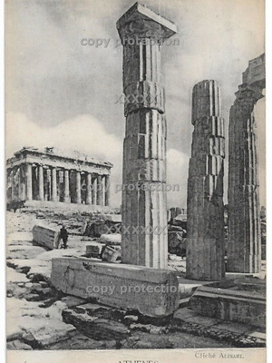 Parthenon and Propylaea postcard used, vintage 1910
