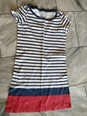 Sfera summer dress used, midi, white and blue, size S
