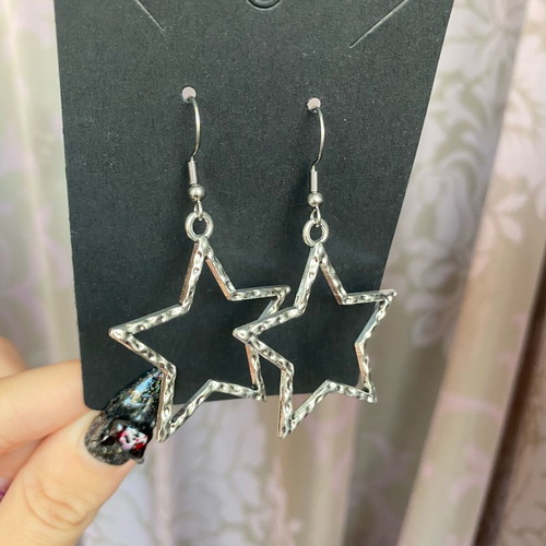 Cool star earrings new handmade with steel hooks