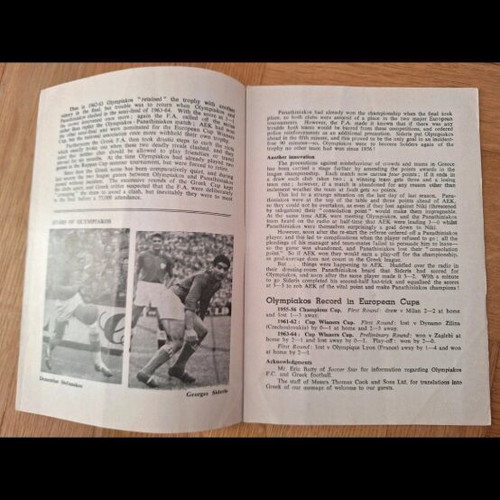 West Ham Olympiakos match programme like new