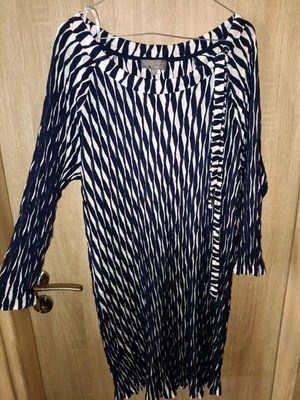 Selection by Ulla Popken Midi Dress striped like new, white and blue