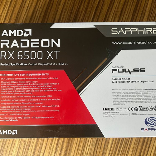 Sapphire Pulse AMD Radeon RX6500 XT Gaming OC 4GB GDDR6 HDMI/DP new, sealed