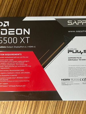 Sapphire Pulse AMD Radeon RX6500 XT Gaming OC 4GB GDDR6 HDMI/DP καινούργια, σφραγισμένη