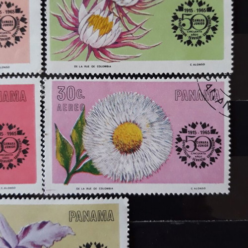 Panama 1966 stamps, flowers, Chamber of Commerce 50th anniversary set (5)