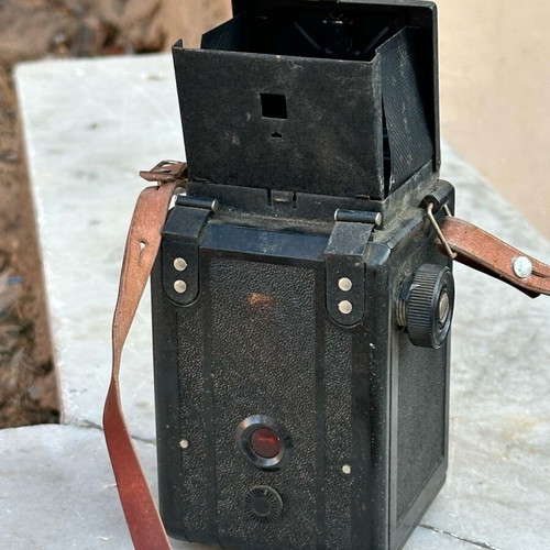 Lubitel 2 camera used with original leather case