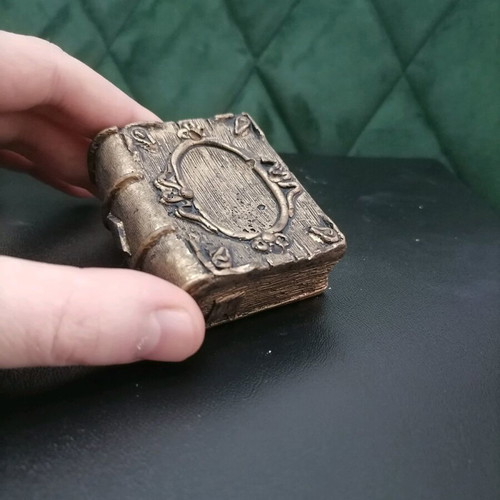 Handmade plaster sculpture book new in gold color