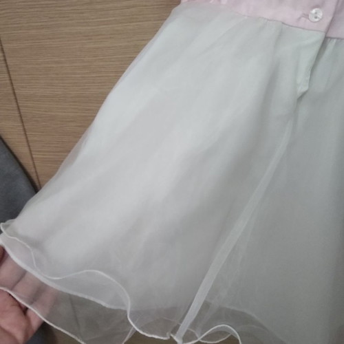 Baptism dress used white-pink with rhinestones for 9 months old