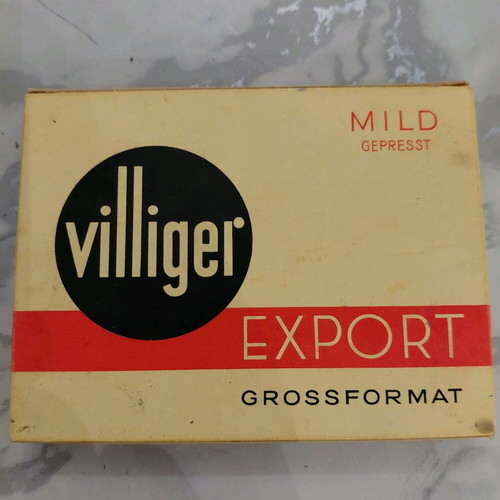 Vintage Villiger Export paper cigar box used from the 1970s