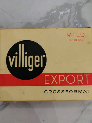 Vintage Villiger Export paper cigar box used from the 1970s