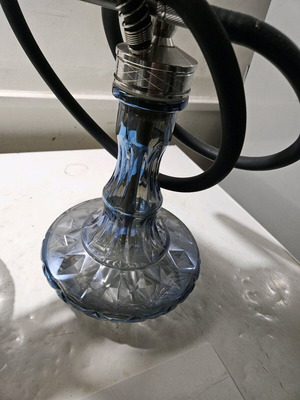 Hookah like new with kaloud and sealed coal box, blue or clear vase