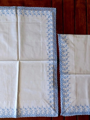 Pair of traditional embroidered pillowcases white, new