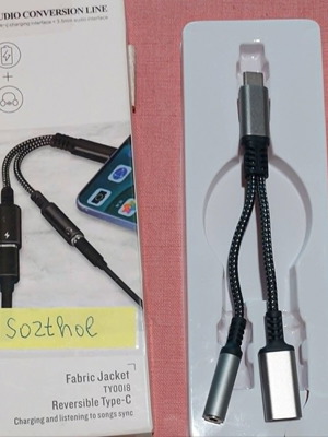 USB-C to 3.5mm Stereo Jack and USB-C Adapter with DAC Chip, New
