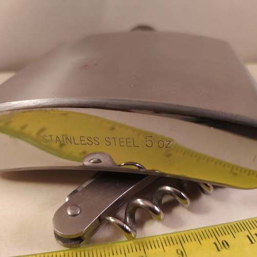 Flask and corkscrew set metal