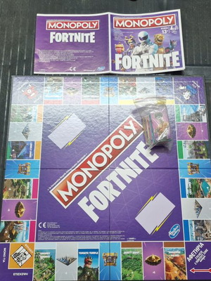 Monopoly Fortnite board game used, missing pieces
